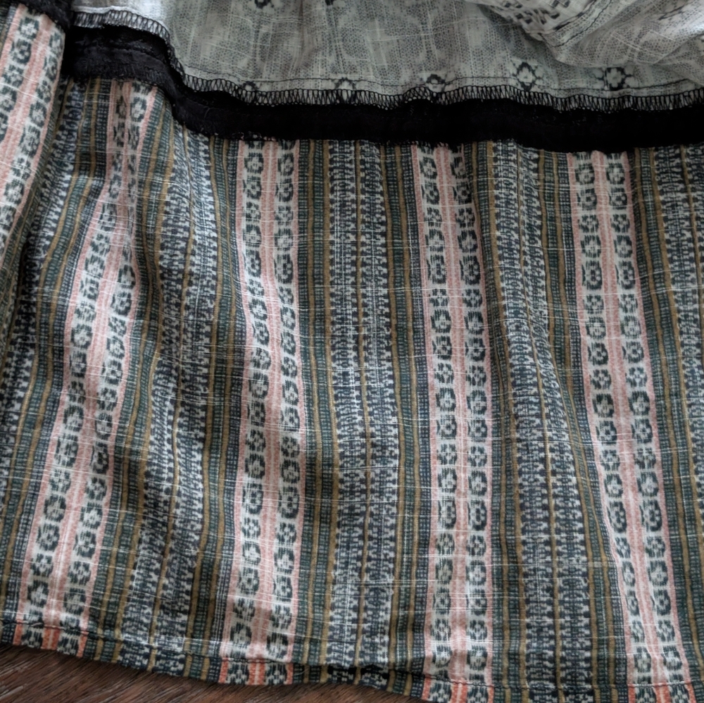 Boho Artisan Market Sleeveless Midi Dress – Patchwork Green Blue Cream Mauve S - Picture 10 of 14